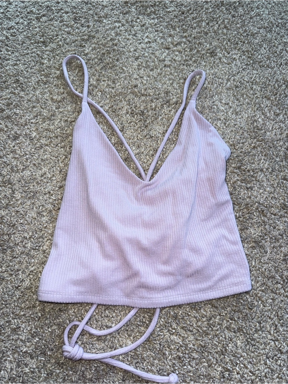 Garage - Ribbed Tie Back Cami Crop Top - M, Lavender